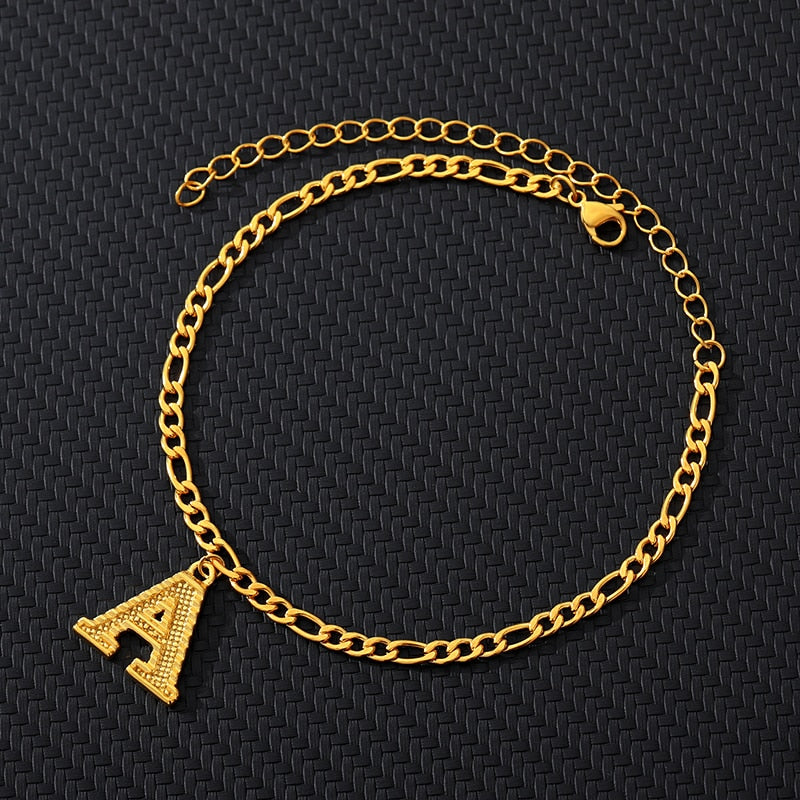 Large Initial Letter Anklets For Women Stainless Steel Letter A-Z Anklet Bracelet Foot Beach Summer Jewelry Gift bijoux Femme
