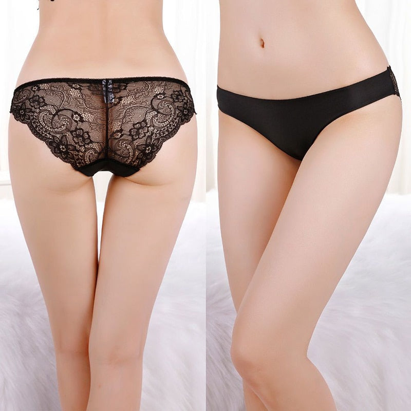 3pcs/set  Women's Seamless Underwear Leopard Intimate Women Sexy Lace Black Floral Panties Seamless Panty