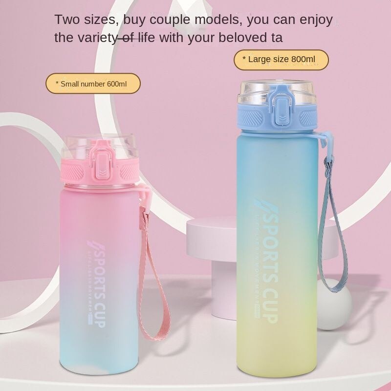 Creative Candy Color Portable Leak-proof Water Bottles Frosted Sport Unbreakable Plastic Lemon Juice Storage Bottle Drinkware