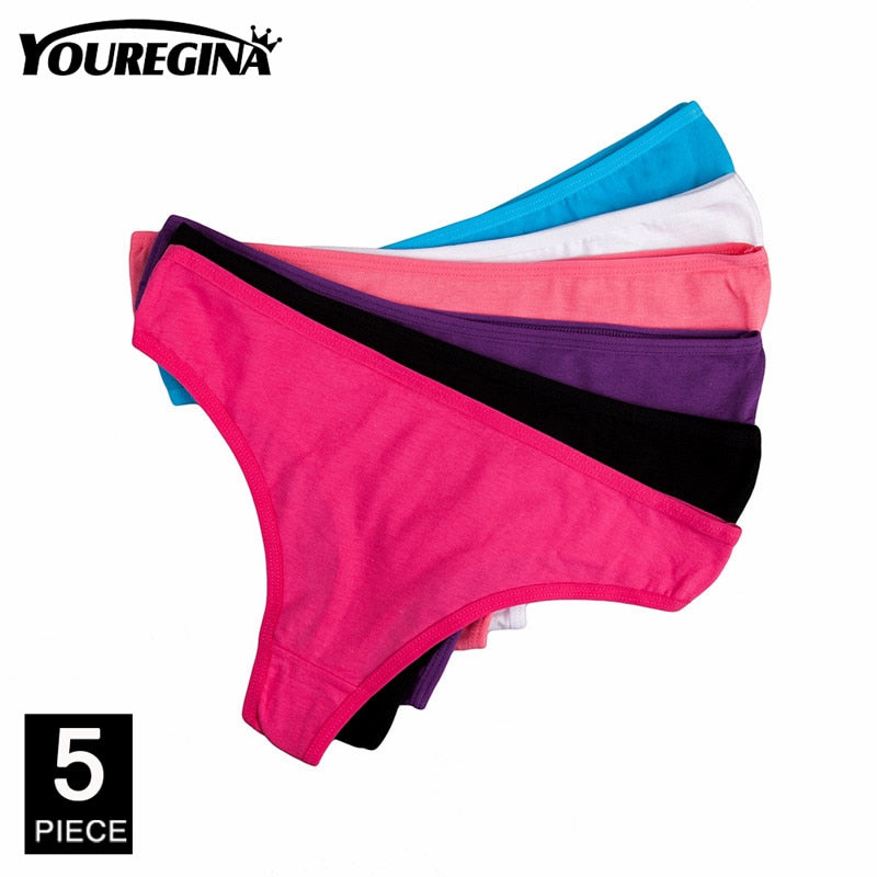 5 Pcs/set Sexy Thong for Women Girls Cotton G-Strings Ladies Panties Lip Print Kawaii Cute Dot Underwear Wholesale Free shipping