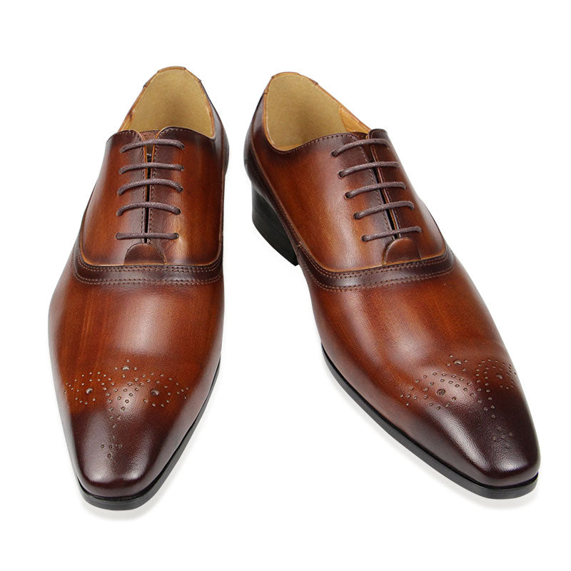 Oxford Shoes For Men costume homme Vintage Style Dress Customized goodyear broque shoe genuine leather luxury man for wedding
