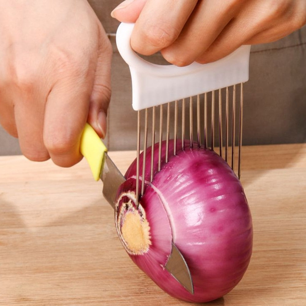 Stainless Steel Onion Needle Fork Vegetable Fruit Slicer Tomato Cutter Cutting Holder Kitchen Accessorie Tool Cozinha  Acessório